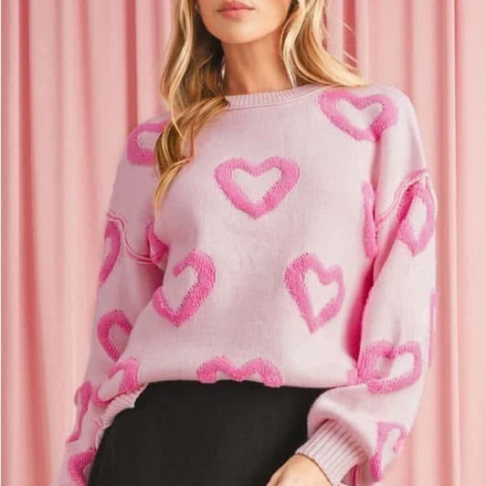 Pink Heart Sweater